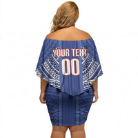 Custom Manu Samoa Rugby 2026 Off Shoulder Short Dress Samoan Pattern