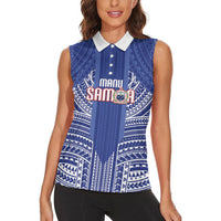 Custom Manu Samoa Rugby 2026 Women Sleeveless Polo Shirt Samoan Pattern