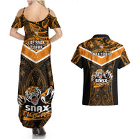 Papua New Guinea Rugby Couples Matching Summer Maxi Dress and Hawaiian Shirt Lae Snax Tigers PNG Polynesian Pattern LT14 - Polynesian Pride