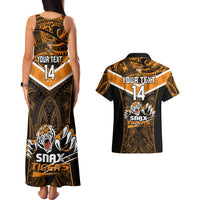 Custom Papua New Guinea Rugby Couples Matching Tank Maxi Dress And Hawaiian Shirt Lae Snax Tigers PNG Polynesian Pattern LT14 - Polynesian Pride