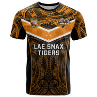 Custom Papua New Guinea Rugby T Shirt Lae Snax Tigers PNG Polynesian Pattern LT14 Orange - Polynesian Pride