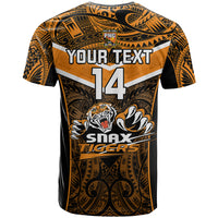 Custom Papua New Guinea Rugby T Shirt Lae Snax Tigers PNG Polynesian Pattern LT14 - Polynesian Pride