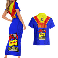 Papua New Guinea Rugby Couples Matching Short Sleeve Bodycon Dress and Hawaiian Shirt Hela Wigmen PNG Polynesian Pattern LT14 - Polynesian Pride