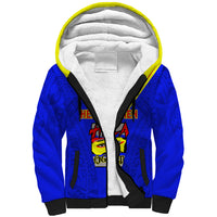 Custom Papua New Guinea Rugby Sherpa Hoodie Hela Wigmen PNG Polynesian Pattern LT14 Unisex Blue - Polynesian Pride
