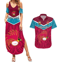 Custom Papua New Guinea Rugby Couples Matching Summer Maxi Dress and Hawaiian Shirt Goroka Lahanis PNG Polynesian Pattern LT14 Red - Polynesian Pride