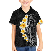 Black Tropical Plumeria With Galaxy Polynesian Art Family Matching Long Sleeve Bodycon Dress and Hawaiian Shirt LT14 Son's Shirt Black - Polynesian Pride