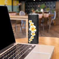Black Tropical Plumeria With Galaxy Polynesian Art Skinny Tumbler LT14 - Polynesian Pride