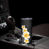 Black Tropical Plumeria With Galaxy Polynesian Art Skinny Tumbler LT14 - Polynesian Pride