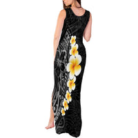 Black Tropical Plumeria With Galaxy Polynesian Art Tank Maxi Dress