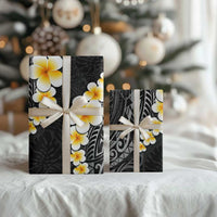 Black Polynesia Wrapping Paper Plumeria Tropical Leaves With Galaxy Polynesian Art LT14 - Polynesian Pride