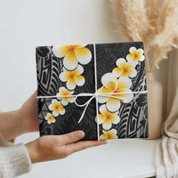 Black Polynesia Wrapping Paper Plumeria Tropical Leaves With Galaxy Polynesian Art LT14 - Polynesian Pride