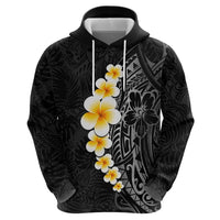 Black Tropical Plumeria With Galaxy Polynesian Art Zip Hoodie LT14 - Polynesian Pride