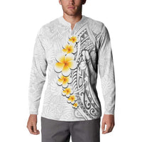 White Tropical Plumeria With Galaxy Polynesian Art Button Sweatshirt