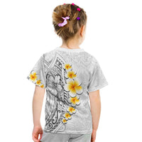 White Tropical Plumeria With Galaxy Polynesian Art Kid T Shirt