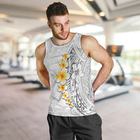 White Tropical Plumeria With Galaxy Polynesian Art Men Tank Top