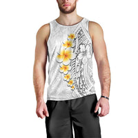 White Tropical Plumeria With Galaxy Polynesian Art Men Tank Top