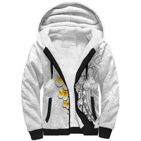 White Tropical Plumeria With Galaxy Polynesian Art Sherpa Hoodie