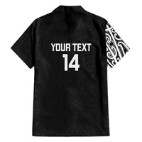 New Zealand Silver Fern Rugby Custom Family Matching Off The Shoulder Long Sleeve Dress and Hawaiian Shirt Maori Koru Go Black Fern - Polynesian Pride