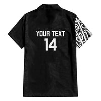 New Zealand Silver Fern Rugby Custom Family Matching Off Shoulder Short Dress and Hawaiian Shirt Maori Koru Go Black Fern - Polynesian Pride