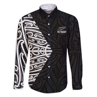 New Zealand Silver Fern Rugby Custom Family Matching Puletasi and Hawaiian Shirt Maori Koru Go Black Fern - Polynesian Pride