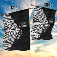 New Zealand Silver Fern Rugby Custom Garden Flag Maori Koru Go Black Fern - Polynesian Pride