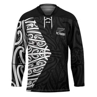New Zealand Silver Fern Rugby Custom Hockey Jersey Maori Koru Go Black Fern - Polynesian Pride
