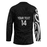 New Zealand Silver Fern Rugby Custom Hockey Jersey Maori Koru Go Black Fern - Polynesian Pride
