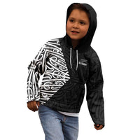 New Zealand Silver Fern Rugby Custom Kid Hoodie Maori Koru Go Black Fern - Polynesian Pride