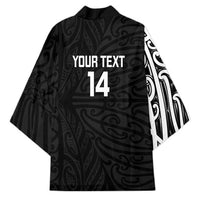 New Zealand Silver Fern Rugby Custom Kimono Maori Koru Go Black Fern - Polynesian Pride