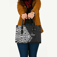 New Zealand Silver Fern Rugby Custom Leather Bag Maori Koru Go Black Fern - Polynesian Pride