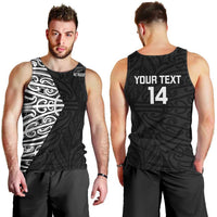 New Zealand Silver Fern Rugby Custom Men Tank Top Maori Koru Go Black Fern - Polynesian Pride