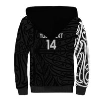 New Zealand Silver Fern Rugby Custom Sherpa Hoodie Maori Koru Go Black Fern - Polynesian Pride