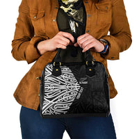 New Zealand Silver Fern Rugby Custom Shoulder Handbag Maori Koru Go Black Fern - Polynesian Pride