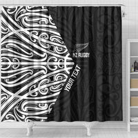 New Zealand Silver Fern Rugby Custom Shower Curtain Maori Koru Go Black Fern - Polynesian Pride