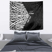New Zealand Silver Fern Rugby Custom Tapestry Maori Koru Go Black Fern - Polynesian Pride