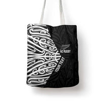 New Zealand Silver Fern Rugby Custom Tote Bag Maori Koru Go Black Fern - Polynesian Pride