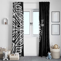 New Zealand Silver Fern Rugby Custom Window Curtain Maori Koru Go Black Fern - Polynesian Pride