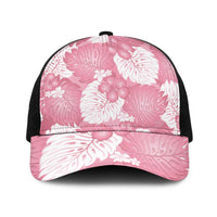 Pink Aloha Hawaii Baseball Net Cap Monstera Hibiscus Plumeria Seamless Vibes LT14 One Size Black Pink - Polynesian Pride