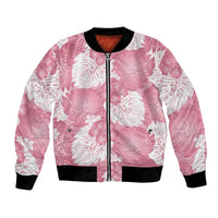 Pink Aloha Hawaii Bomber Jacket Monstera Hibiscus Plumeria Seamless Vibes - Polynesian Pride