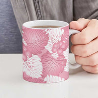 Pink Aloha Hawaii Ceramic Mug Monstera Hibiscus Plumeria Seamless Vibes - Polynesian Pride