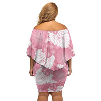Pink Aloha Hawaii Family Matching Off Shoulder Short Dress and Hawaiian Shirt Monstera Hibiscus Plumeria Seamless Vibes - Polynesian Pride