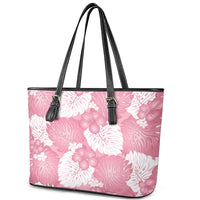 Pink Aloha Hawaii Leather Tote Bag Monstera Hibiscus Plumeria Seamless Vibes LT14 - Polynesian Pride