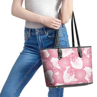 Pink Aloha Hawaii Leather Tote Bag Monstera Hibiscus Plumeria Seamless Vibes LT14 - Polynesian Pride