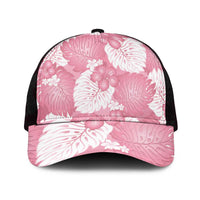 Pink Aloha Hawaii Mesh Trucker Cap Monstera Hibiscus Plumeria Seamless Vibes LT14 One Size Black Pink - Polynesian Pride