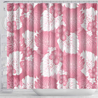 Pink Aloha Hawaii Shower Curtain Monstera Hibiscus Plumeria Seamless Vibes - Polynesian Pride