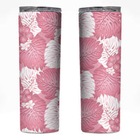 Pink Aloha Hawaii Skinny Tumbler Monstera Hibiscus Plumeria Seamless Vibes - Polynesian Pride