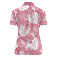 Pink Aloha Hawaii Women Polo Shirt Monstera Hibiscus Plumeria Seamless Vibes - Polynesian Pride