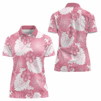 Pink Aloha Hawaii Women Polo Shirt Monstera Hibiscus Plumeria Seamless Vibes - Polynesian Pride