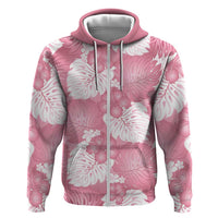 Pink Aloha Hawaii Zip Hoodie Monstera Hibiscus Plumeria Seamless Vibes LT14 Zip Hoodie Pink - Polynesian Pride