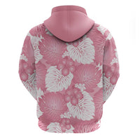 Pink Aloha Hawaii Zip Hoodie Monstera Hibiscus Plumeria Seamless Vibes LT14 - Polynesian Pride